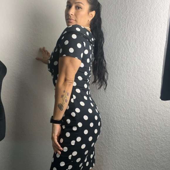 Belle Poque Off-Shoulder Polka Dot Dress M/L – Retro 50s Vintage Style - Picture 1 of 11